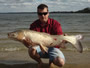 Justin Mary with a 21.3 lb grass carp caught during Session 4 of the Wild Carp Club of Houston, the largest fish caught of the day!