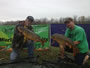 Gilbert Huxley (left) and Rick Slinker with a pair of 14 lb commons from day 1 of the '12 Wild Carp Fall Qualifier.