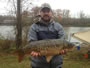 Eric Ames (peg 6) with an 11 lb mirror carp caught during the '12 Wild Carp Fall Qualifier.