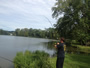 Norbert Samok fighting what would be a 32.2 lb common caught during the Sept 15 CNY Shootout at Onondaga Lake Park in Liverpool, NY.