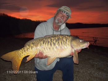 Gilbert Huxley with a beautiful mirror carp